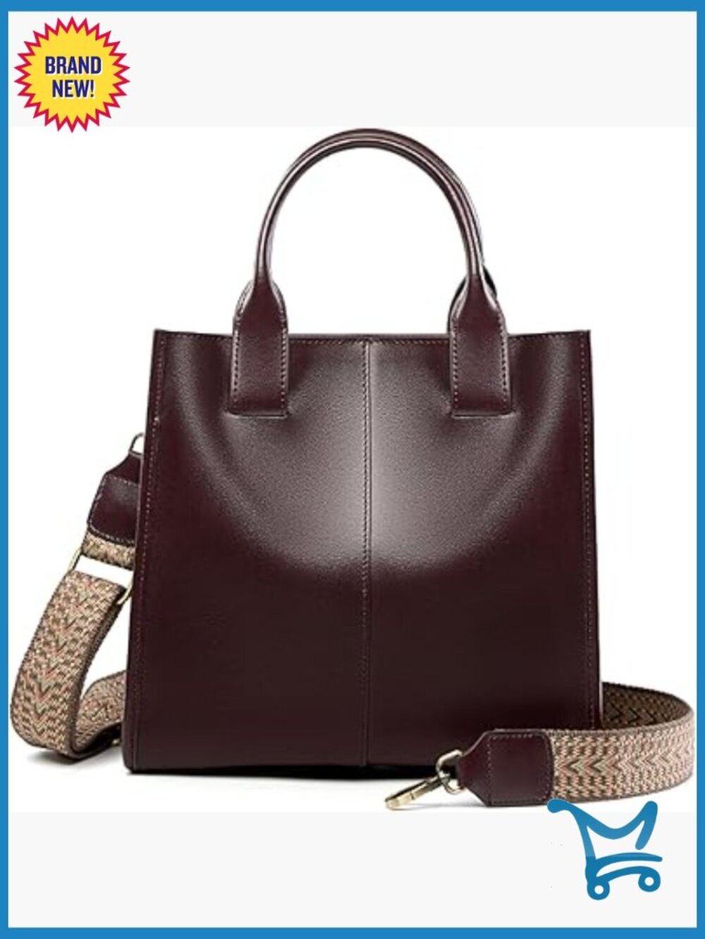 Genuine Leather Work Tote Bag with Adjustable Straps, Spacious Teacher Purse